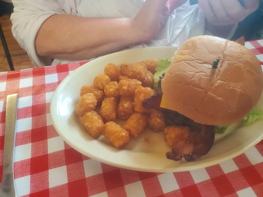 Cheese Burger with Bacon and Tots