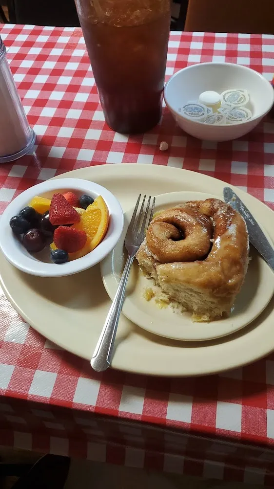 Cinnamon Roll with Fruit Cup